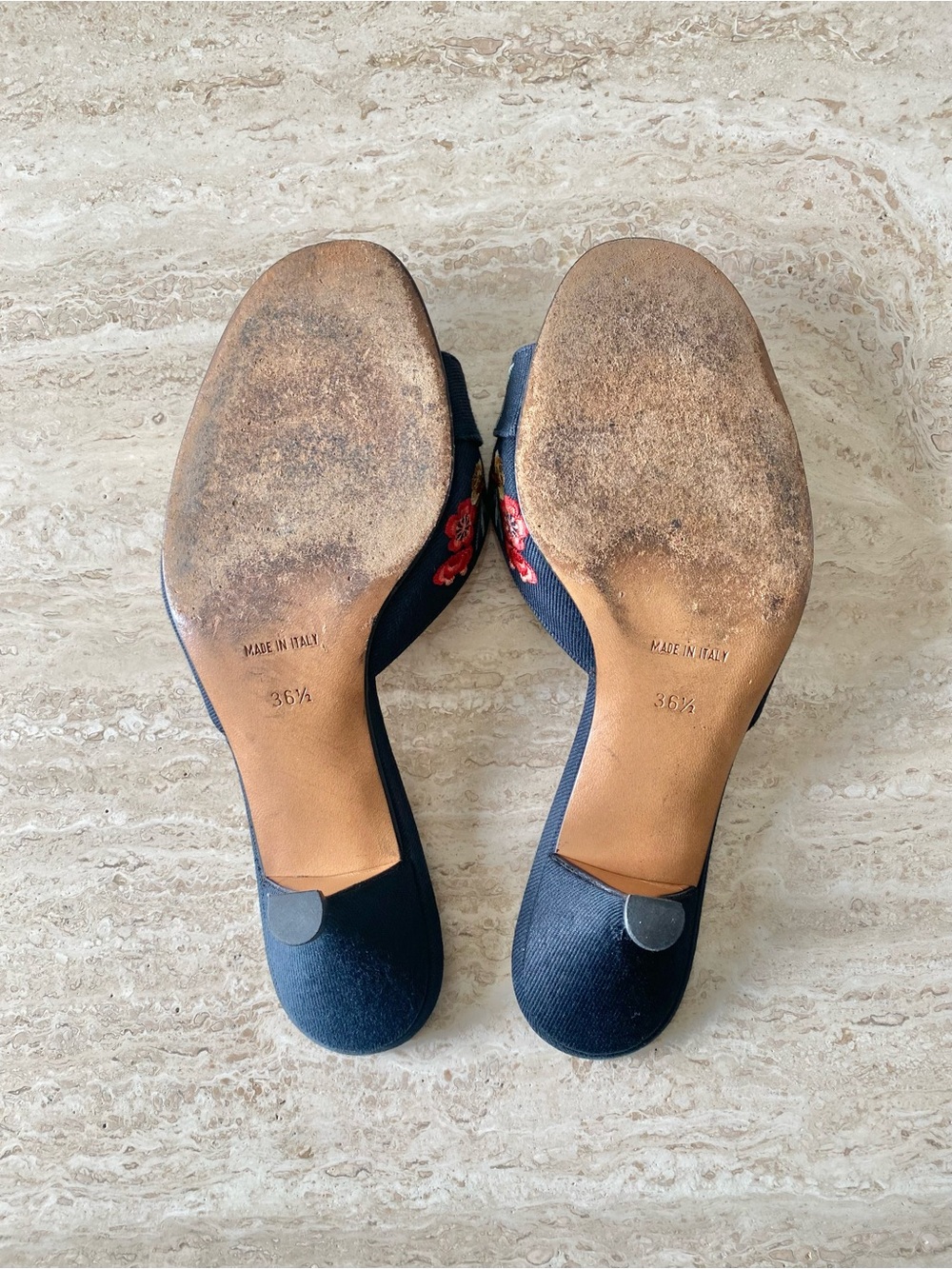 Vintage Dior Embroidered Key Lock Mule Kitten Heel Sandals - Picture 11 of 11